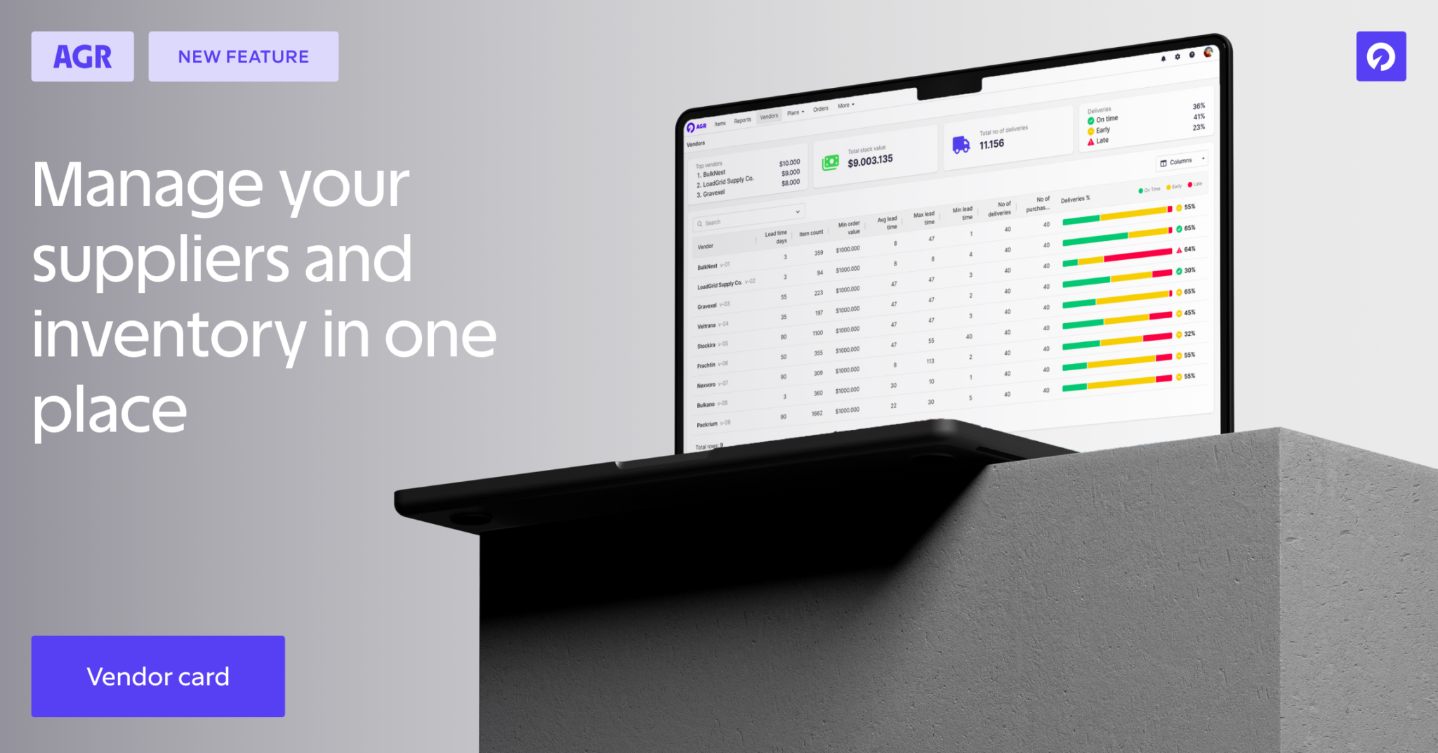 AGR now offer vendor relationship
