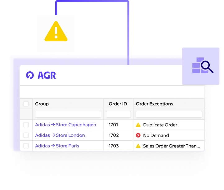 Exception management in inventory management